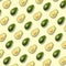 Pattern with avocado. Abstract on yellow background