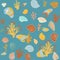 a pattern without a background of colorful shells and corals