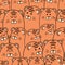 Pattern background cute animal with tiger Orange color vector illustration.