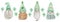Pattern banner of gnomes in green caps and clover leaves. Patricks day pattern, isolated