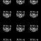 Pattern bear head, icon. Repeated, seamless, hand drawn. Black background.