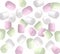 Pattern of beautiful white, green and pink marshmallows, isolated on a white background.