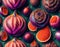 Pattern of biomorphic fruit , insane detail, intricate, Digital painting, background, AI generated.