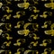 Pattern on a black background goldfish gold lines different sizes