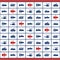 Pattern with blue and red military machines flat icons for greeting card or wrapping.