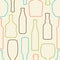 Pattern with bottles. Seamless color contours of bottles on light background.