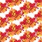 Pattern of bouquets of autumn leaves on a white background