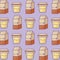 pattern of boxes milk and honey pots kawaii style