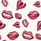 Pattern with bright female lips.