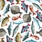 Pattern with bright fish