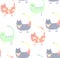 Pattern of bright yellow blues and stripes green cats