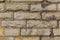 Pattern brown color of old stone wall uneven cracked real stone wall surface with cement