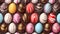 A pattern of a bunch of different colored easter eggs, AI