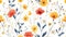 A pattern of a bunch of flowers on white background, AI