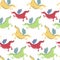 Pattern with cartoon dragons on white background.