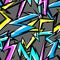 Pattern with cartoon lightnings. Grunge graffiti stylized image of natural phenomenon.