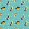 Pattern with cats, moon and stars