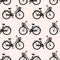 Pattern of classic women bicycle silhouette, ecological sport transport on pink background. vector illustrator