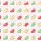 Pattern with colored lobules of apples with an outline. Vector