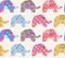 Pattern with colorful elephant