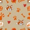 Pattern Corgi dog Cute welsh corgi vector cartoon illustration isolated. Funny corgi butt modern flat design element for