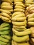 Pattern created by green and yellow bananas