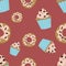 Pattern cupcakes and donuts with chocolate chips 1