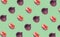 Pattern of cut and whole figs on pale background
