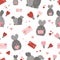 A pattern with cute bunnies with hearts