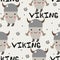 Pattern with cute little viking for kids. Scandinavian style.