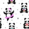 Pattern with cute pandas. Vector seamless texture.