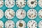 Pattern of different antique weathered clocks