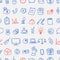 Pattern of doodle office, business icons set, vector