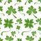 Pattern with double leaves of shamrock and clover hearts for St. Patrick\\\'s Day