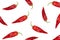 Pattern dried red chili or chilli cayenne pepper isolated on white background.