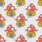 Pattern of fabulous mushrooms in form of house. vector illustration