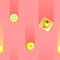 Pattern with falling lemons on a pink background.