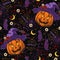 Pattern with fantasy pumpkin, halloween stuff