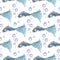 Pattern fish and bubbles watercolor