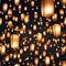 A pattern of floating lanterns ascending into a night sky filled with stars, creating a sense of wonder1