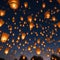 A pattern of floating lanterns ascending into a night sky filled with stars, creating a sense of wonder2