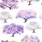 Pattern of flowering Chinese acacia garden painted in watercolor