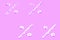 Pattern of four Percentage sign consisting of abstract snow donuts on pink background. Discount and stock sale concept. Interest r