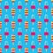 Pattern fruit and milk ice cream on stick on blue background. Seamless pattern summer ice cream eskimo.