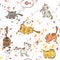 Pattern of funny cats, seamless