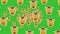 Pattern of giraffe heads scrolling quickly on a green background