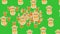 Pattern of giraffe heads scrolling quickly on a green background