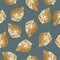 Pattern Golden leaves garden blue background Wallpaper art design creativity print textile interior decoration vintage grunge hobb