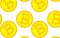 Pattern of golden yellow coins bitcoin, technology blockchein, the concept of crypto currency.