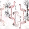 Pattern with group of pink flamingo